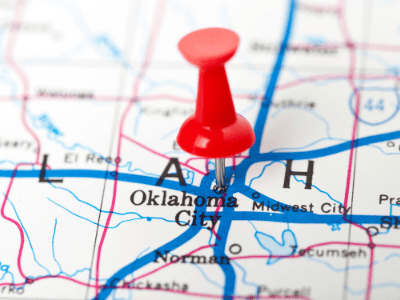 Oklahoma city OK thumbtack in map