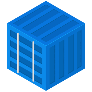 six foot metal shipping container cube blue